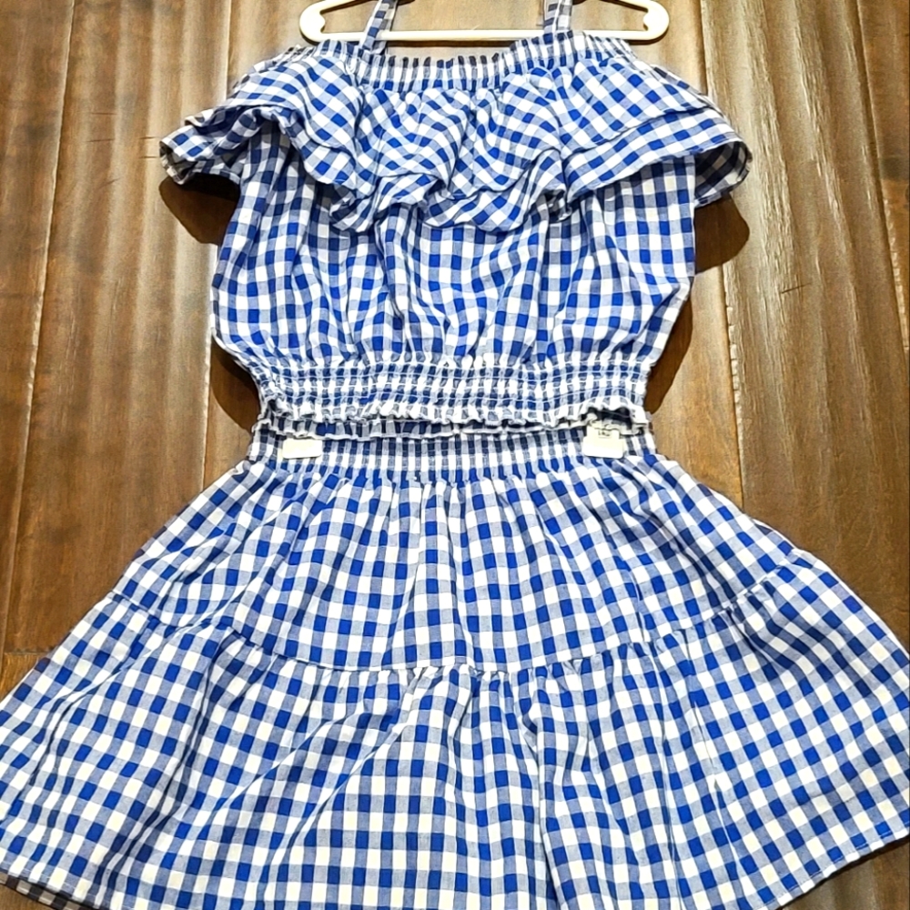 2 Piece Gingham Pattern Top and Skort